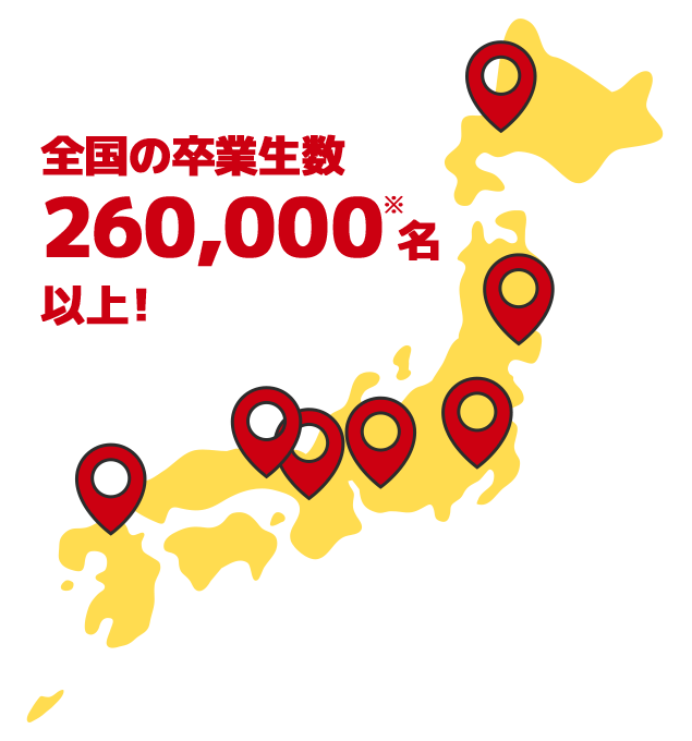 全国の卒業生数260,000※名以上！